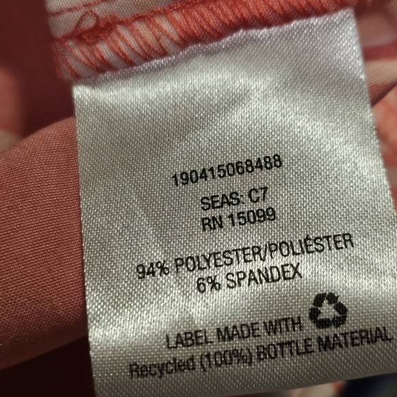 Laura Scott Coral Floral 94% polyester 6% Spandex V-neck Button Up Blouse Size M - Picture 9 of 9